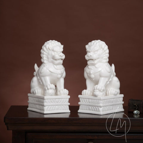 Showpiece The Imperial Guardian Lions - Feng Shui Porcelain Showpieces (Set of 2)